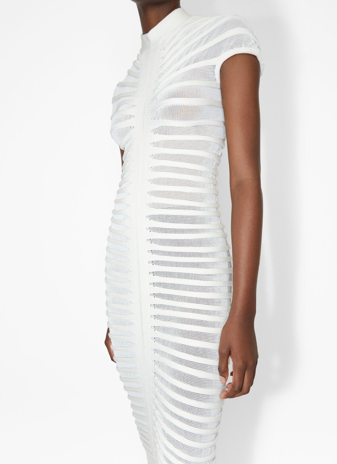 Tube sheer dress in cotton ALAÏA WHITE TUBE SHEER DRESS IN COTTON